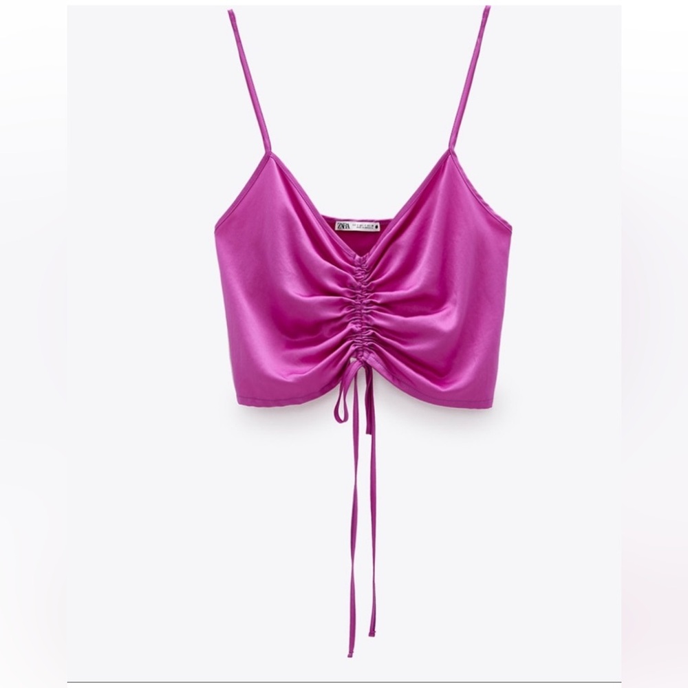 Zara Satin purple scrunch top